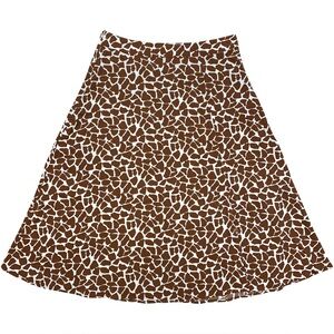 Giraffe Print Midi Skirt Animal Silky Size 12 XL Slit Statement Spring Office